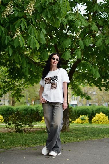 Женская летняя футболка с принтом хлопковая GF5248 размер 42/44 цвет белый | Зображення 3