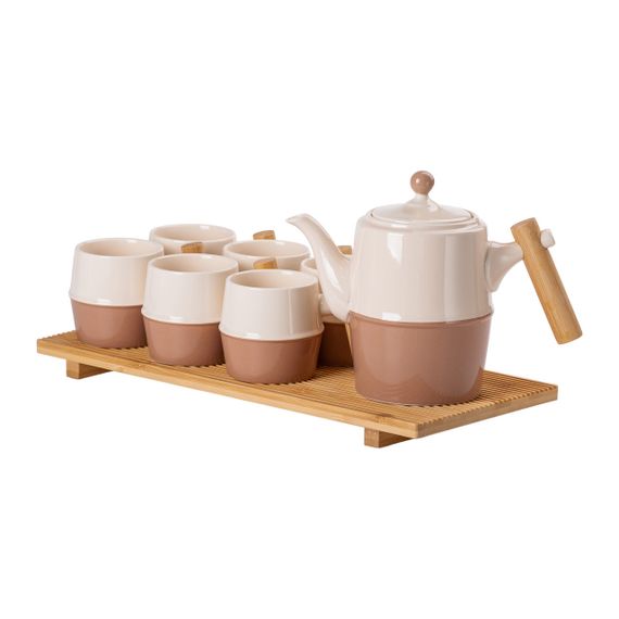 Чайный сервизна 6 персон с бамбуковой подставкой коричневый HP-15-21 | Зображення 4