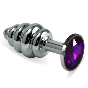Анальна пробка - Heavy Metal Anal Plug Silver Rosebud Spiral Purple sexstyle