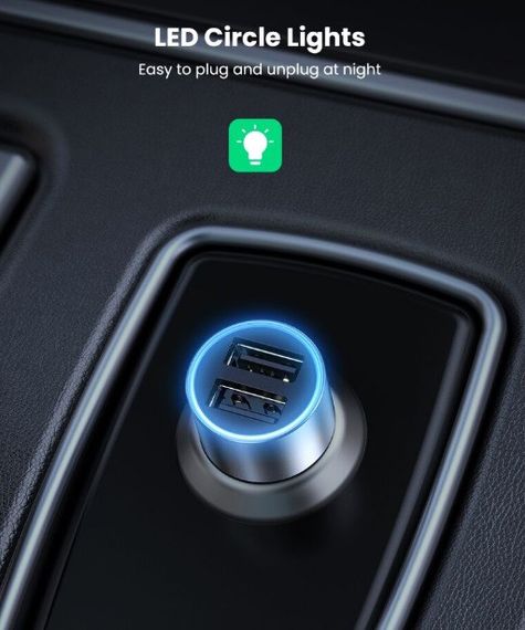 Автомобильное зарядное устройство Ugreen CD130 Dual USB Car Charger 24Вт 2.4A | Зображення 2