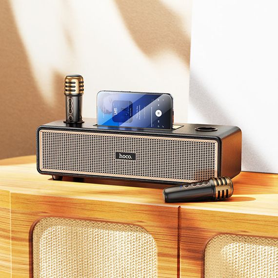 Bluetooth Колонка Hoco BS63 Graceful + два мікрофона Black | Зображення 6