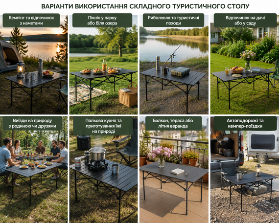 Стіл складаний туристичний 120х55х51 см стіл для пікніка розкладний столик для кемпінгу відпочинку риболовлі | Зображення 2