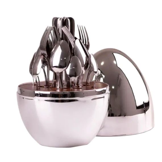 Набір столових приборів на 6 персон 24 шт з підставкою 29 х 19.5 см срібло HP7881S