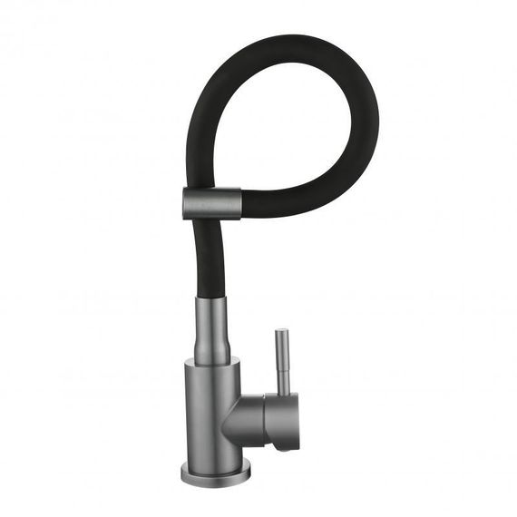Змішувач для кухні Lidz Aria 015F3 (k35) з гнучким виливом LDARI015F3BGRP49564 Graphite/Black | Зображення 4