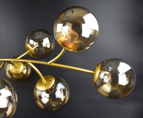 Люстра стельова на 12 лампочок 26207 Золото 45-65х110х110 см. | Зображення 5