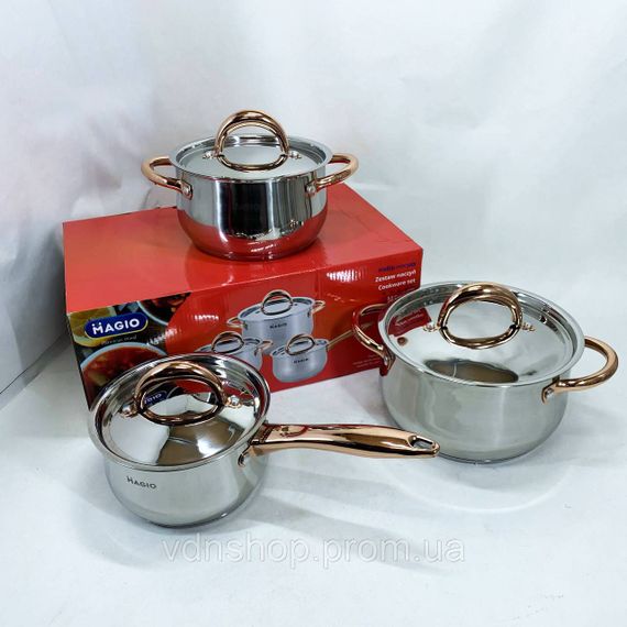 Набор кастрюль с инновационным антипригарным покрытием MAGIO MG-1201 6 шт, Хороший набор кастрюль NG-49 | Зображення 4