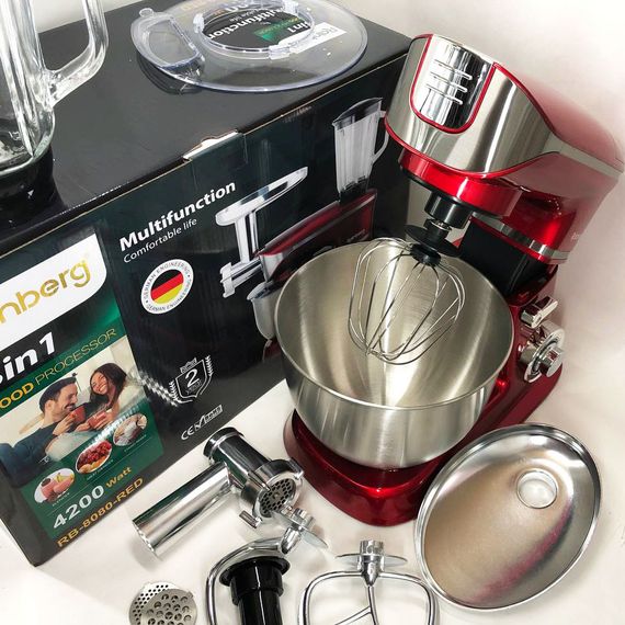 Багатофункціональний кухонний комбайн Rainberg RB-8080 Тістоміс, М'ясорубка, Блендер, QR-637 Потужний блендер | Зображення 9