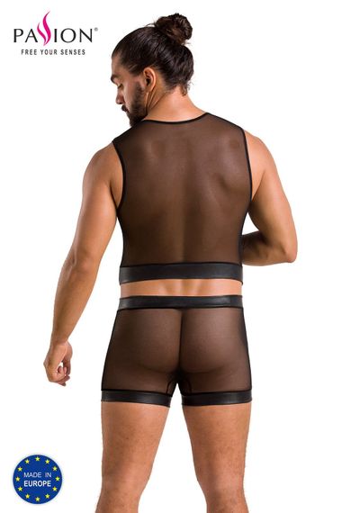 Комплект прозорі жилет та шортики Passion 053 SET WILLIAM, Чорний, 2XL, 3XL, 2XL/3XL, Великі розміри | Зображення 5