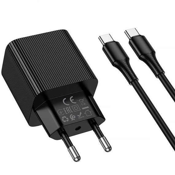 СЗУ Hoco CS83A Excellent with digital display PD20W+QC3.0 (1USB-A/1C) + кабель Type-C to Type-C Black | Зображення 5