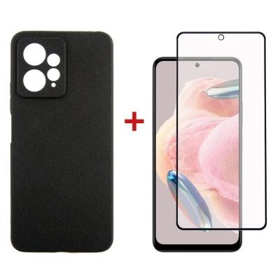 Чехол для мобильного телефона Dengos Kit for Xiaomi Redmi Note 12 4G case + glass (Black) (DG-KM-44)