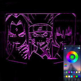 Акриловий світильник-нічник керування з телефона Наруто Команда 7 tty-n000470