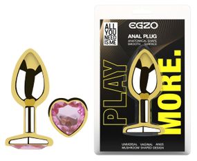 Анальна пробка з кристалом EGZO - Gold Heart Plug Pink size S Sex Aura