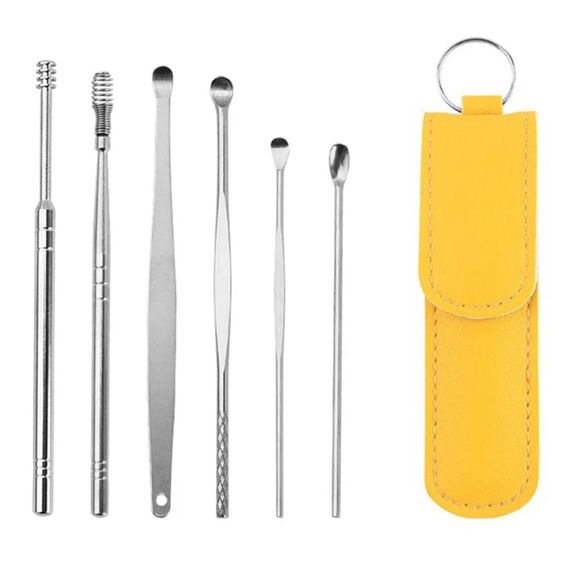 Набор инструментов для чистки ушей 6 шт, в чехле, TOOL SET, цвет Рандом / Многоразовые ушные палочки из