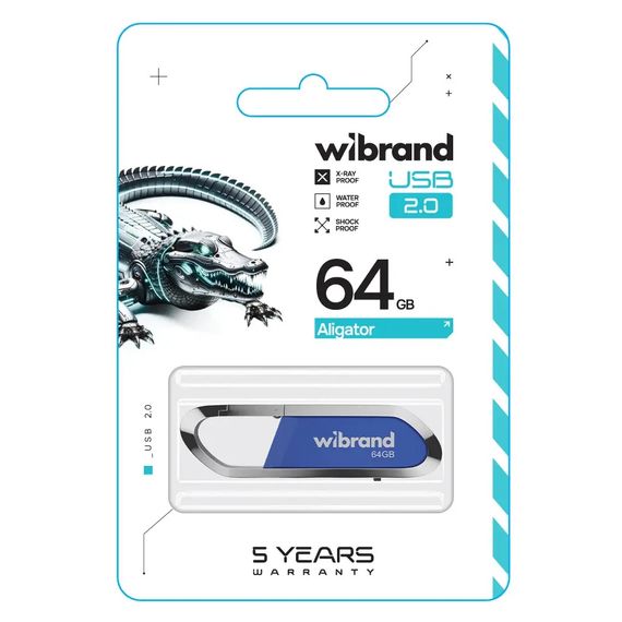 USB флеш накопичувач Wibrand 64GB Aligator Blue USB 2.0 (WI2.0/AL64U7U) | Зображення 1