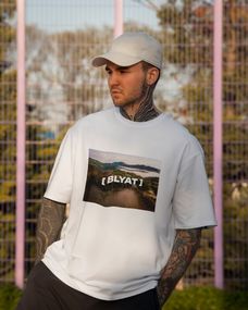 Oversize футболка з принтом Blyat біла
