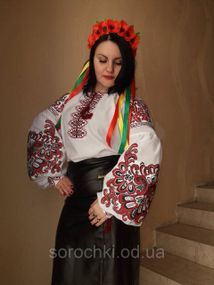 Вышиванка женская, белая, домотканное полотно, вышивка " Княжна"