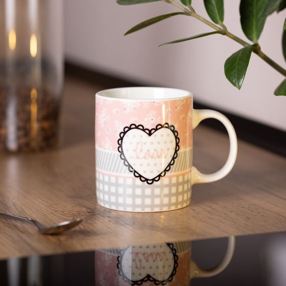 Чашка порцелянова 400 (мл) чашка для кави та чаю з написом та серцем Lugi RX-N240143GRE | Зображення 3