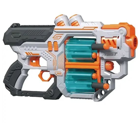 Бластер BH704 Fast Pioneer Manual з подвійним барабаном та м'якими патронами 18шт (6953363093704) | Зображення 1