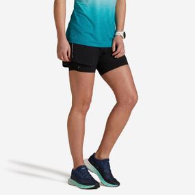 ЖІНОЧІ ШОРТИ KIPRUN 2 В 1 - ЧОРНІ - 2XS