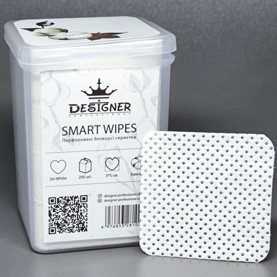 Безворсові серветки Designer (квадратні) в боксі (200шт) білі