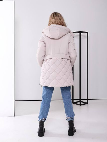 Жіноча зимова куртка з капюшоном, арт. 509, беж (жемчуг) | Зображення 1