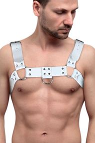 Портупея на грудь кожаная Feral Feelings Bulldog Harness One Size Белая