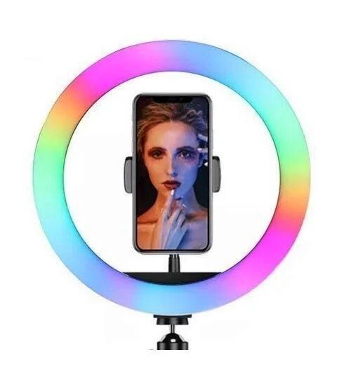 Лед-лампа кольцевая для студийного освещения Ring RGB MJ18 18см с пультом и штативом для фото и видео | Зображення 2