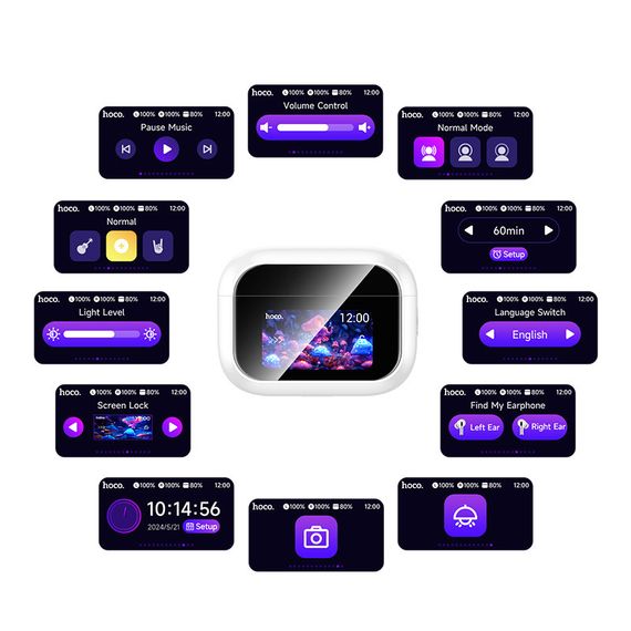 Бездротові TWS навушники Hoco EW79 Bright with Touch Screen ANC White | Зображення 6