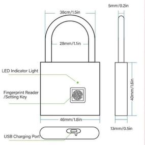 Розумний сенсорний замок з відбитком пальця Сірий