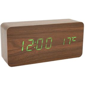 Электронные часы VST-862-4, с датчиком температуры, будильник, питание от USB. DF-727 Цвет: коричневый-зеленый