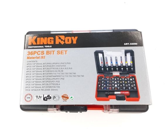 Набір біт 36пр. HEX,PH,PZ,SL,TORX (KingRoy 32080) | Зображення 1