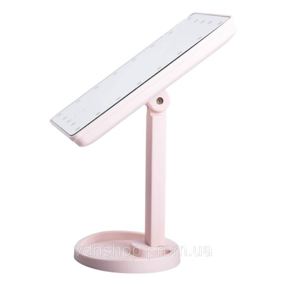 Настільне дзеркало з підсвічуванням 22 LED для макіяжу 21х16 см прямокутне на ніжці USB Рожеве HP-10-4AP | Зображення 1