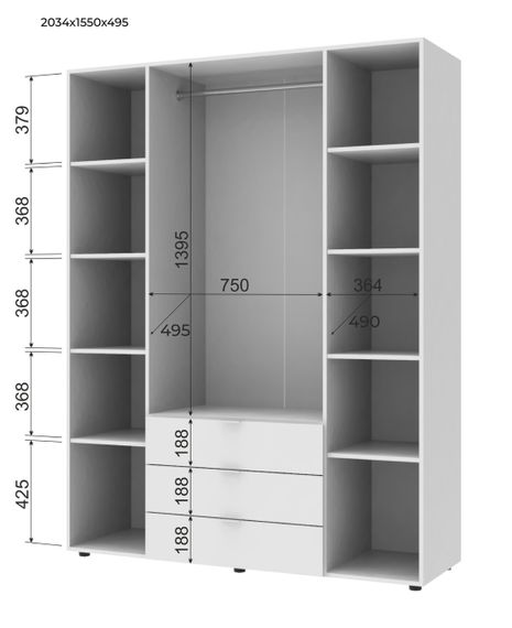 Комплект шкафов для одежды Doros Гелар (2 шт.) 232,5х49,5х203,4 см Дуб сонома (DRS-011105) | Зображення 2