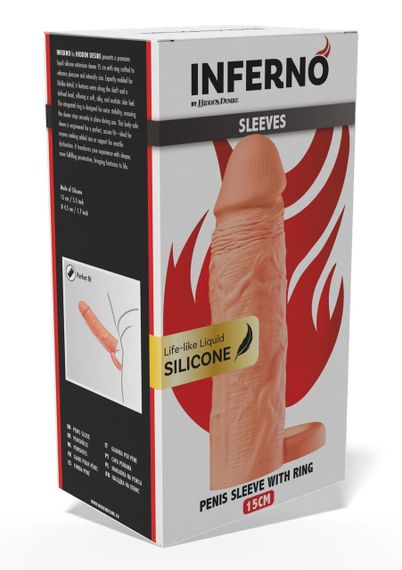 Насадка на пеніс з ерекційним кільцем Hidden Desire INFERNO, 15 × 4,5 см Sex Aura | Зображення 1