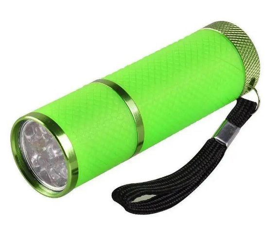 УФ фонарик для сушки гель лака ногтей для маникюра и педикюра на батарейках Зеленый