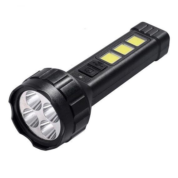 Аккумуляторный LED-фонарик YD-658-4 с COB-подсветкой 4 LED и USB-зарядкой компактное и практичное освещение для дома Черный