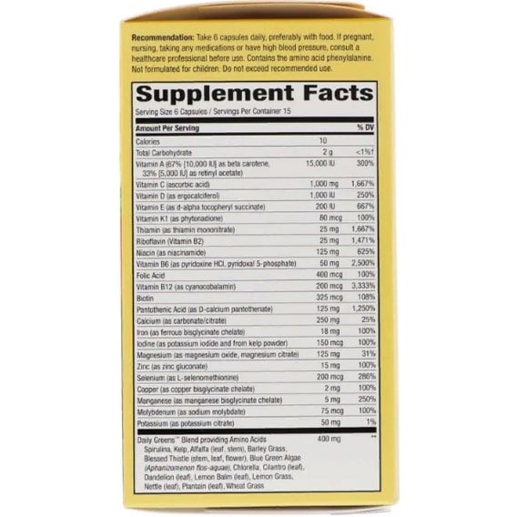 Вітамінно-мінеральний комплекс Nature's Way Alive! Max6 Daily Multi-Vitamin 90 Veg Caps NWY-15090 | Зображення 1