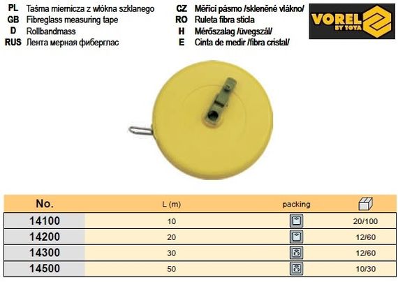 Рулетка Польша стекловолокно 20 м VOREL-14200