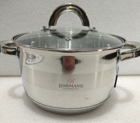 Каструля Bohmann BH-1422, 5 л, 22 см, з нержавіючої сталі з кришкою, для всіх типів плит