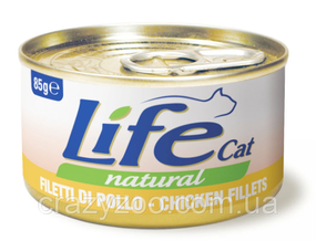 Вологий корм для котів LifeCat Chicken Fillets з курячим філе 85 г