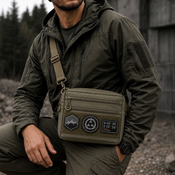Чоловіча тактична сумка EDC Cordura 600D, сумка для патчів 25×20×5,5 см хакі MI-49 | Зображення 3