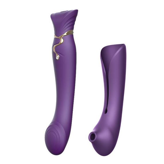 Смартвібратор 3в1 Zalo — Queen Twilight Purple, пульсівна перлина та вакуум, кристал Swarovski Sex Aura
