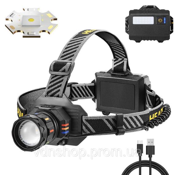 Головной фонарь с зарядным устройством, Налобный фонарик с регулируемым ремешком, Налобный фанарь YQ-80 | Зображення 5