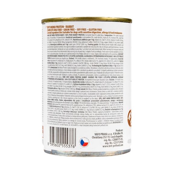 Brit Mono Protein Dog Rabbit вологий корм з кроликом для собак, 400 гр | Зображення 2