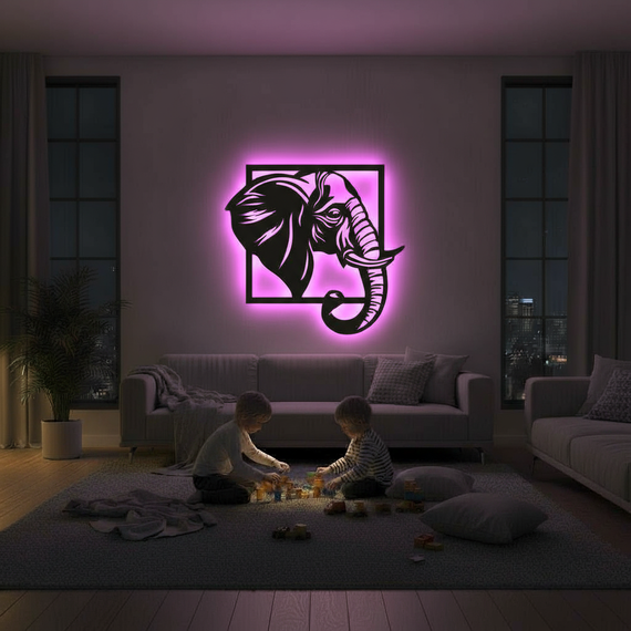 Панно декоративне картина на стіну Слон LED підсвітка 475х500 acr-p000169 | Зображення 5