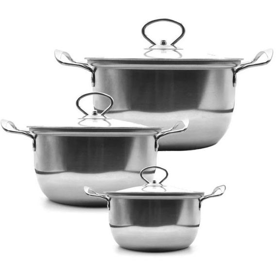 Набір каструль із нержавіючої сталі UNIQUE UN-5071 6 предметів, Каструлі з прозорими кришками