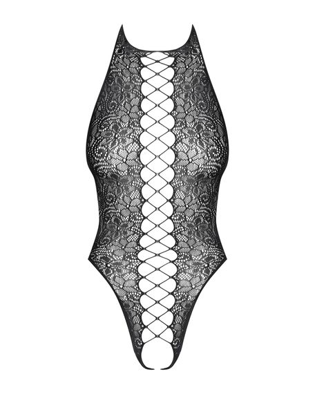 Бодістокінг з ефектом шнурівки Obsessive B113 teddy S/M/L відкрита спина, халтер, з доступом | Зображення 4