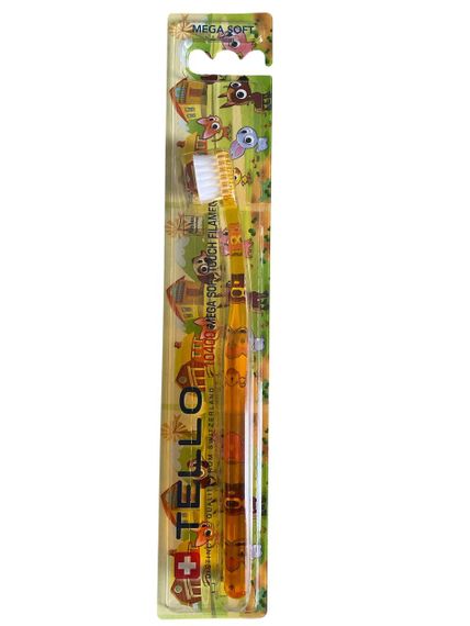 Дитяча зубна щітка Tello Kids 10400 Mega Soft (від 0 до 5 років), жовта