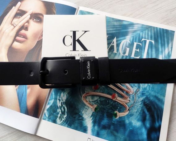 Кожаный ремень с черной пряжкой Calvin Klein black | Зображення 1