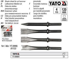 Набір долота зубила до пневматичного молотка l=120 мм 4 штуки YATO Польща YT-09901